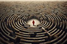 Man in the center of a maze