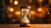 Close-up view of the sand clock and bokeh background Created With Generative AI Technology	
