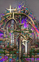 crown of thorns abstract architecture graphic artwork, created with AI input and further editing