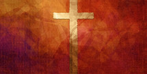 brown cross on textured rusty orange geometric background