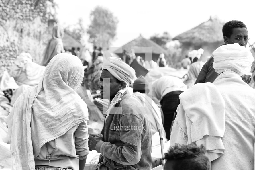 people at a crowded market in Ethiopia 