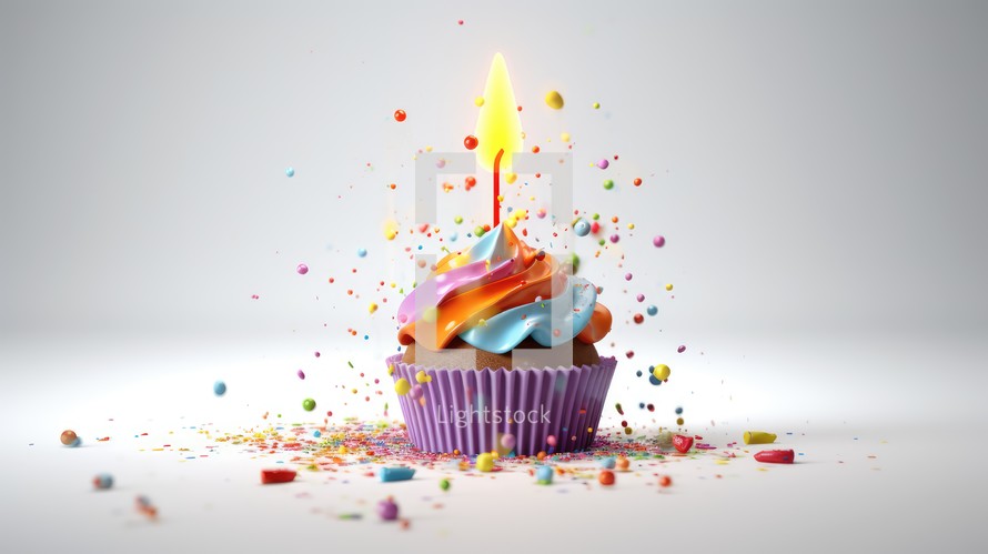 concept of the happy birthday with white background Created With Generative AI Technology	
