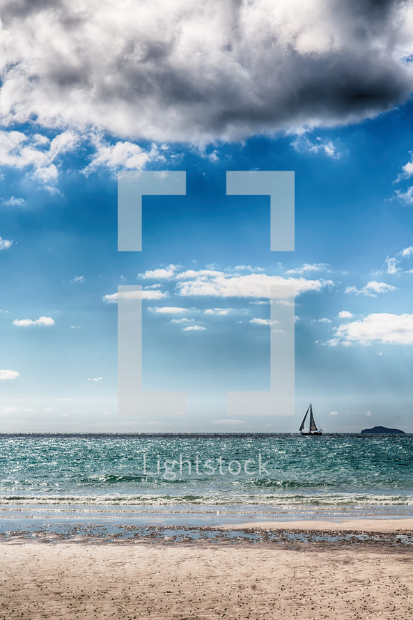 Australian beach and sailboat 