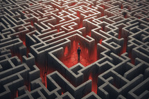 Lost man in the center of a maze