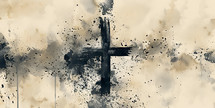 Graffiti style cross on a minimal background, youth church