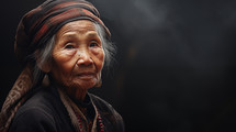 Close view of old poor Village woman face