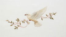 Embroidery of a dove and branch