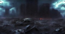 4k animated background moving slowly horizontally for infinite loop - Apocalyptic dreams 