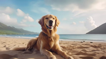 Happy dog on summer vacation