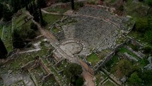 Aerial View Of Modern Delphi Town, Near Archaeological Site Of Ancient Delphi