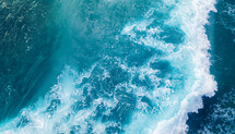 aerial view of white surf of ocean 