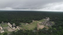 Chichen Itza Aerial Pyramid Maya Ruins Mayan Peoples Civilazation Drone Flying World Heritage Aztec Yucatan Peninsula Valladolid Mexican