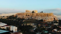 The Drone Flies Very High Around The Acropolis Of Athens