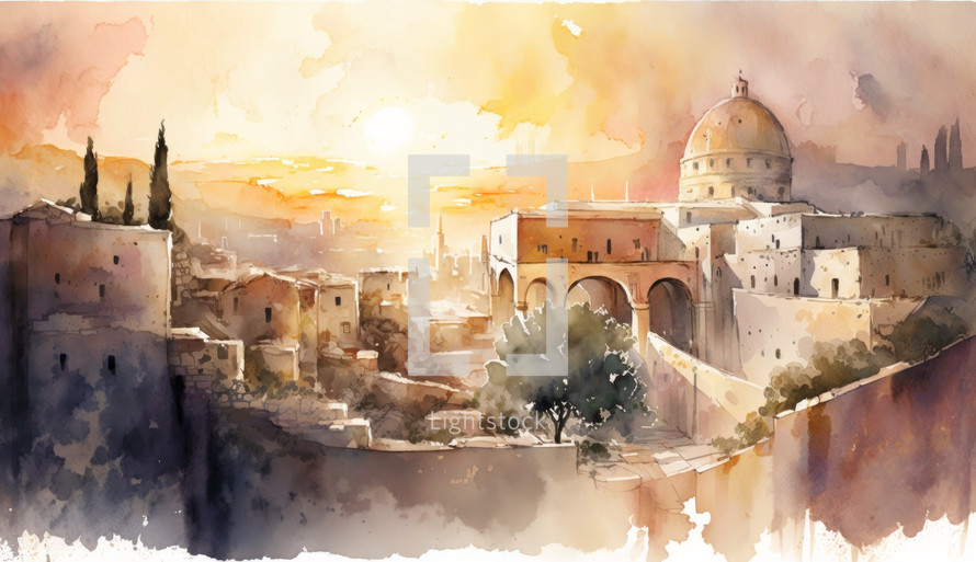 Jerusalem Painting Watercolor