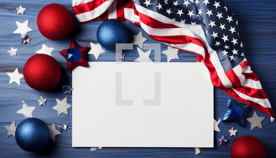 Veteran day background with white copy space, flat lay