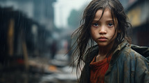 Portrait of poor asian child 