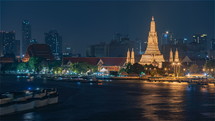 The Buddhist temple Wat Arunin Bangkok at night