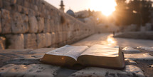 Bible on the streets of Jerusalem, old city, laying on the floor