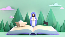 Kids 3d Christmas Story Graphic with Baby Jesus 