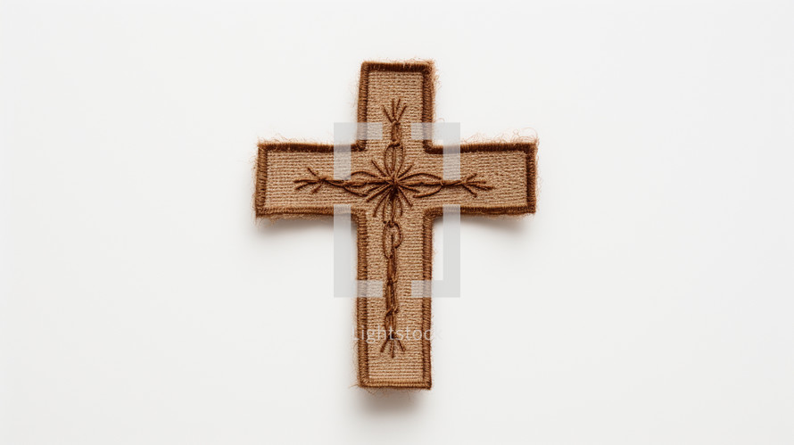 Embroidery of a cross on a light background