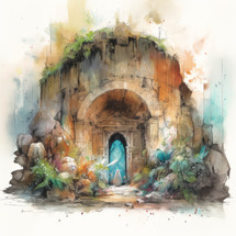 Artistic Painting of the Empty Tomb of Jesus