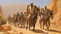 Moses leads the Jews through the desert, Moses led his people to the Promised Land through the Sinai desert. Religion Bible, History. Escape