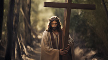 Jesus Christ carrying the cross sacrifice