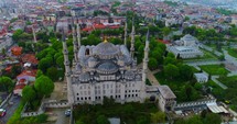 Dramatic Aerial footage of Muslim Mosque Arabic Quran Islamic Prophet Muhammad, Unrest, Contention