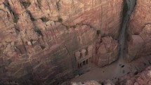 Petra Jordan Monastery Drone Aerial Establishing Middle East History Jordanian Bedouin Wadi Rum Tourists 