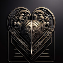 Heart emblem crest with industrial and deco steampunk style.