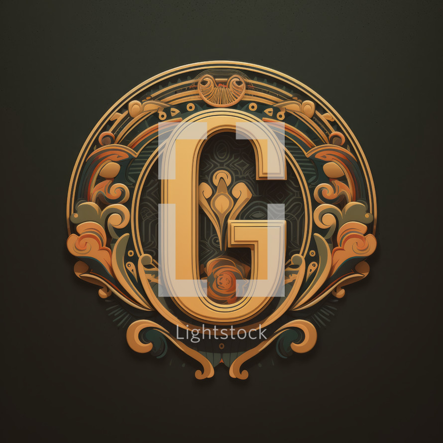 3D Letter G for Genesis and Galatians in Deco Steampunk Style Emblem