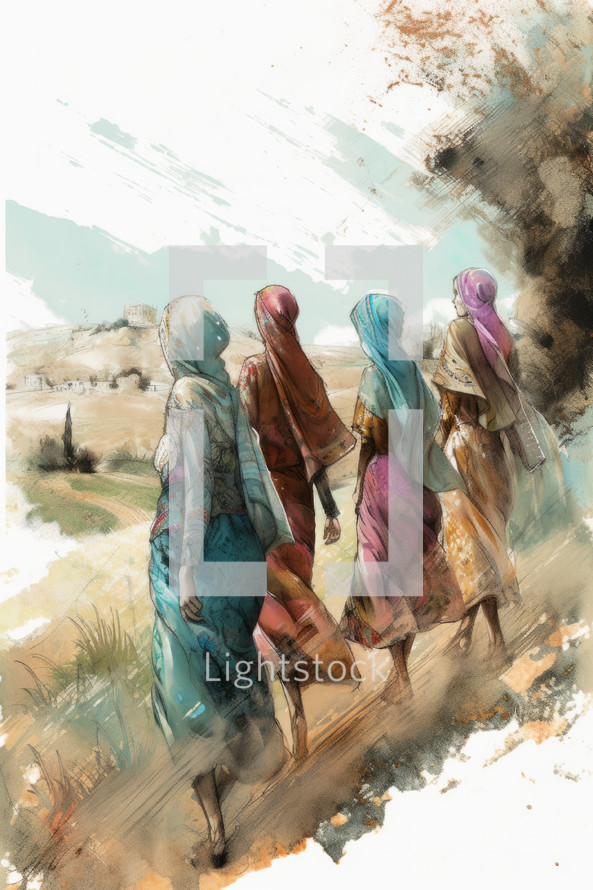 Painting of Women Visiting the Empty Tomb of Christ