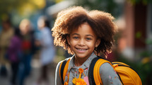 Young female student with backpack