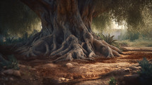 Olive Tree with Roots Painting
