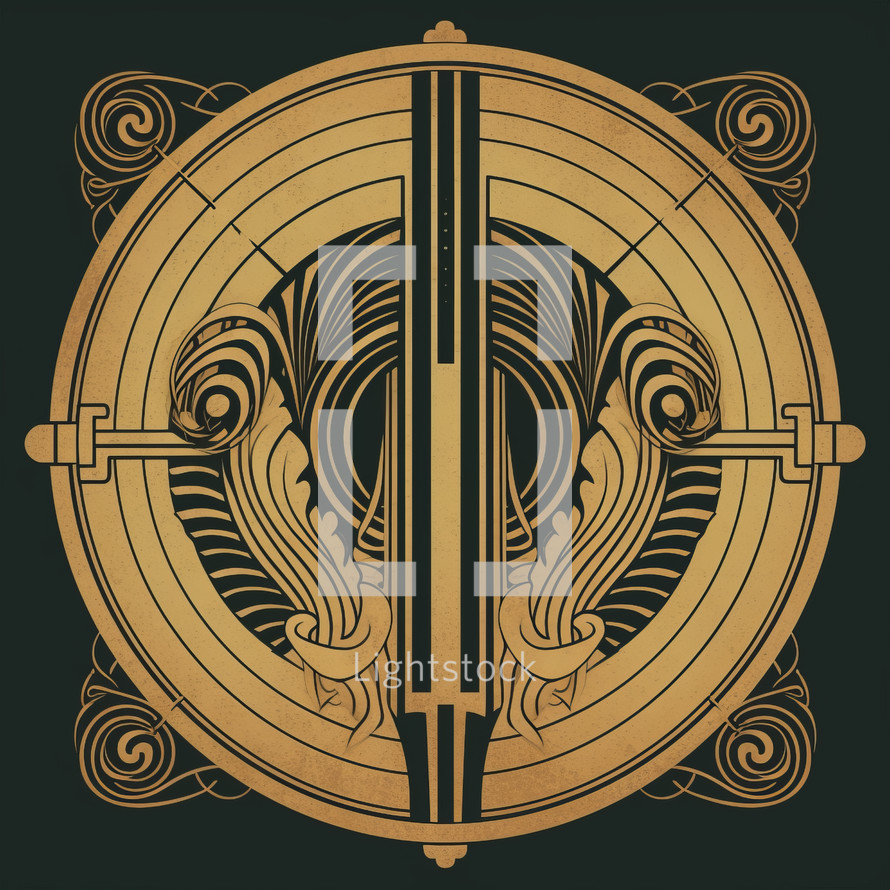 Ancient Emblem or Crest in Deco Style Art