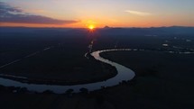 Drone Asian River Sunset Landscape Jungle Cinematic Aerial Flyover Drone