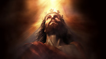 Jesus as King looking into Heaven
