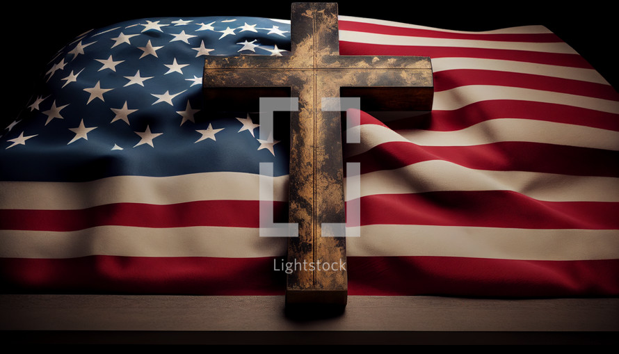 A cross on an American flag