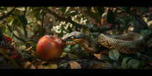 Serpent and apple, garden of eden, the original sin