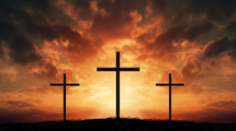 Three Crosses at Sunset Jesus Bible 