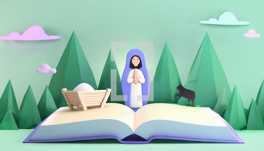 Kids 3d Christmas Story Graphic with Baby Jesus 