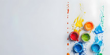 Kids ministry, colorful paint on a white background with copy space