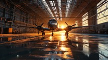 Aviation maintenance hangar, mechanics, aircraft repairs, technical expertise Generative AI