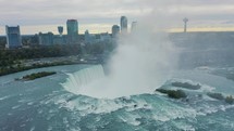Niagara Falls Drone Aerial Horseshoe Fall Toronto Canada Usa Border Attraction Waterfall Skyline