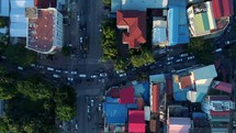 Aerial Crazy Crowded Traffic Flying Footage South East Asian 4K