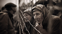 People Behind Barbed fence Holocaust