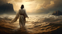 Jesus walking out onto water
