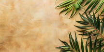 Palm frond border on a textured background, Palm Sunday Border background