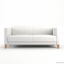 Stock image of a leather office sofa on a white background, elegant, comfortable seating for guests Generative AI