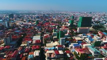 Aerial Phnom Penh Cambodia Crowded Streets 